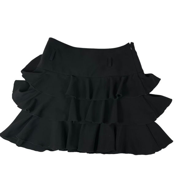 Express Design Studio Black Layered Ruffled MIDI Cocktail Skirt Spandex Blend 0 - Picture 2 of 12